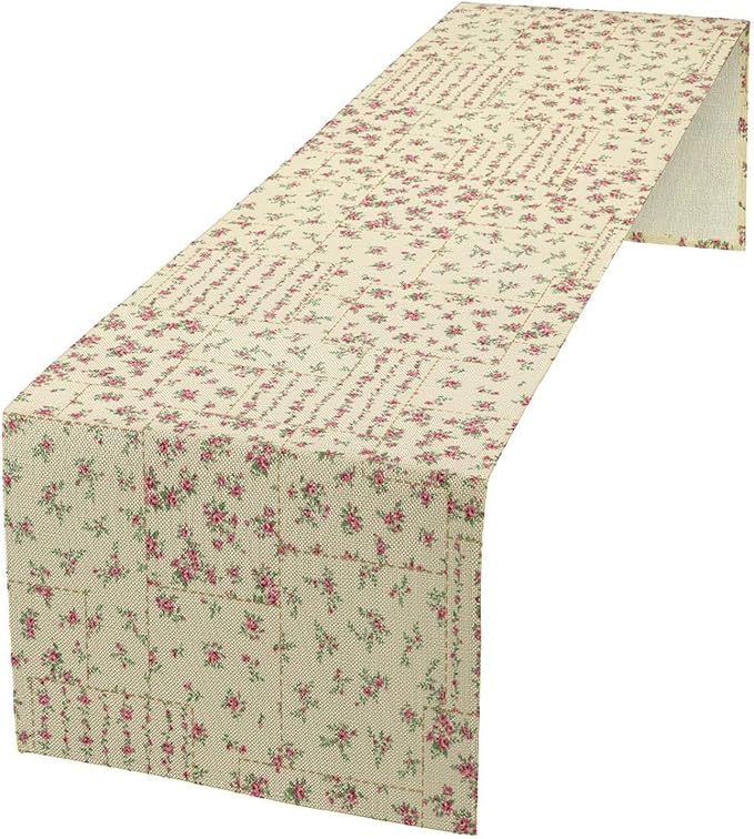 Floral Table Runner, Watercolor Rose Flower Kitchen Table Decoration Vintage Spring Home Tablecloth for Birthday Party Picnic Decoration 13x70 Inch 1PCS