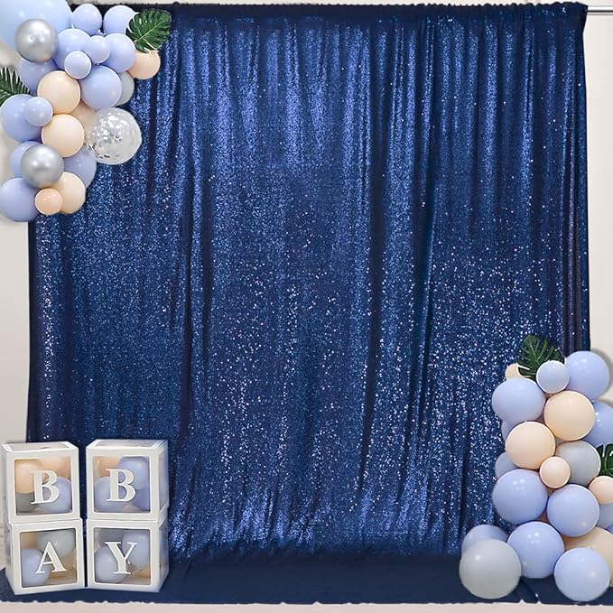 Backdrop Navy Blue Sequin, 6Ft x 8Ft Photo Background