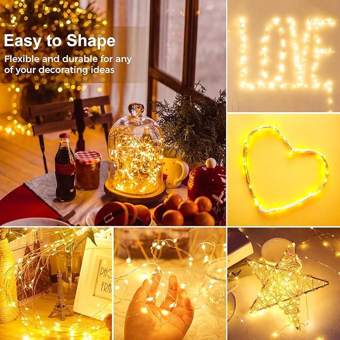 kolpop 100 Pack LED Fairy Lights Battery Operated, Mini Twinkle String Lights Battery Powered Waterproof for Christmas Mason Jars Party