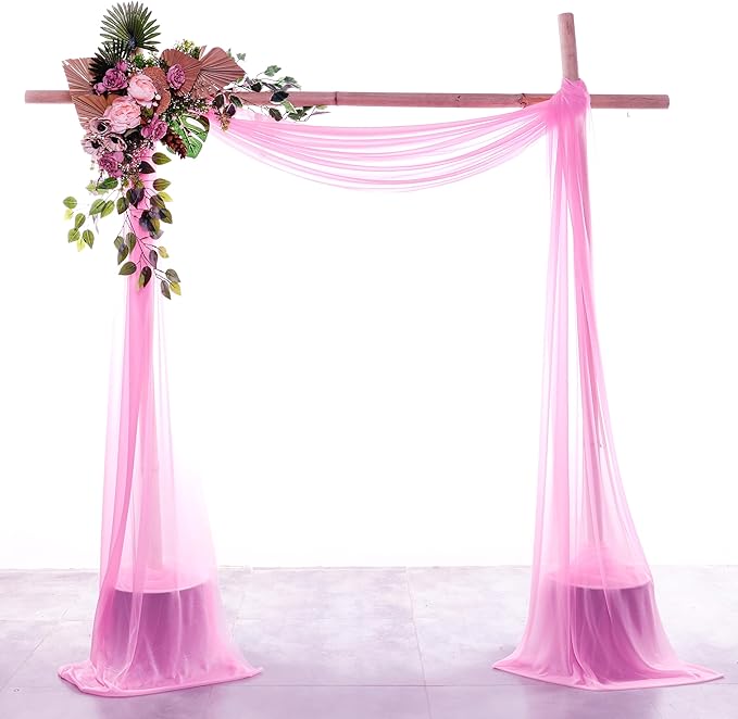 Sheer Chiffon Fabric Panels in Bubblegum Pink, 3 Pack, 30 In x 20 Ft