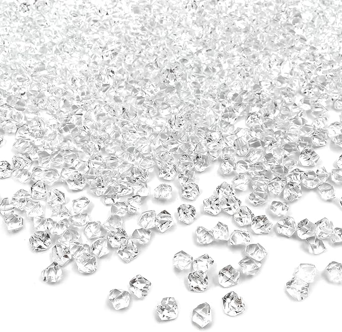 Fake Ice Rocks, 5000 pcs 5 * 7 mm Acrylic Ice Cubes Plastic Crystals Fake Crushed Ice Rocks Acrylic Gems for Vase Fillers Party Decor