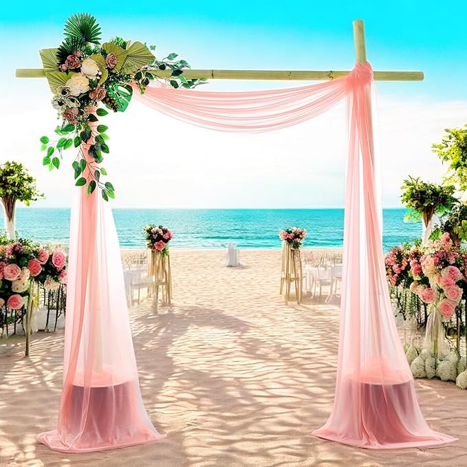 MDS Halloween Chiffon Draping Fabric - 1 Panel, 30" Wide x 30ft Long - Sheer Spooky Arbor & Canopy Drapery for Haunted House Backdrops, Party Ceilings, DIY Costumes & Themed Events - Peach