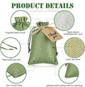 Gift Bags: 100 Burlap Drawstring Pouches in Army Green with Kraft Tags