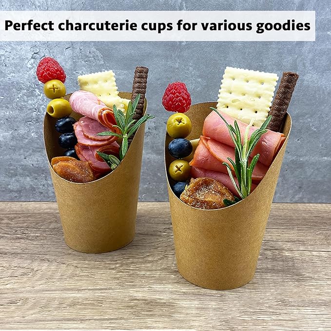 Cups for Fries and Snacks, 14 oz Brown Kraft Paper, Pack of 100