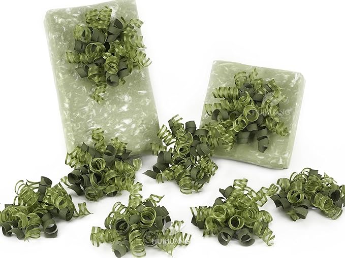 HUIHUANG Green Bows for Gift Wrapping Christmas Gift Bow 5 inch x 8 Counts Moss Green Self-Adhesive Curly Ribbon Bows for Presents, Paper Bag, Party Favors, Wrapping Accessories