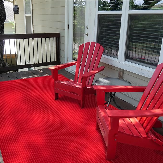 Ottomanson 3'11" x 8' Hallway Runner with Scraper Pile Extra Durable Non-Slip Rug Mat for Indoor & Outdoor Use - Ideal for Kitchen, Entryway, Patio & Garage - High-Traffic Carpet, Red