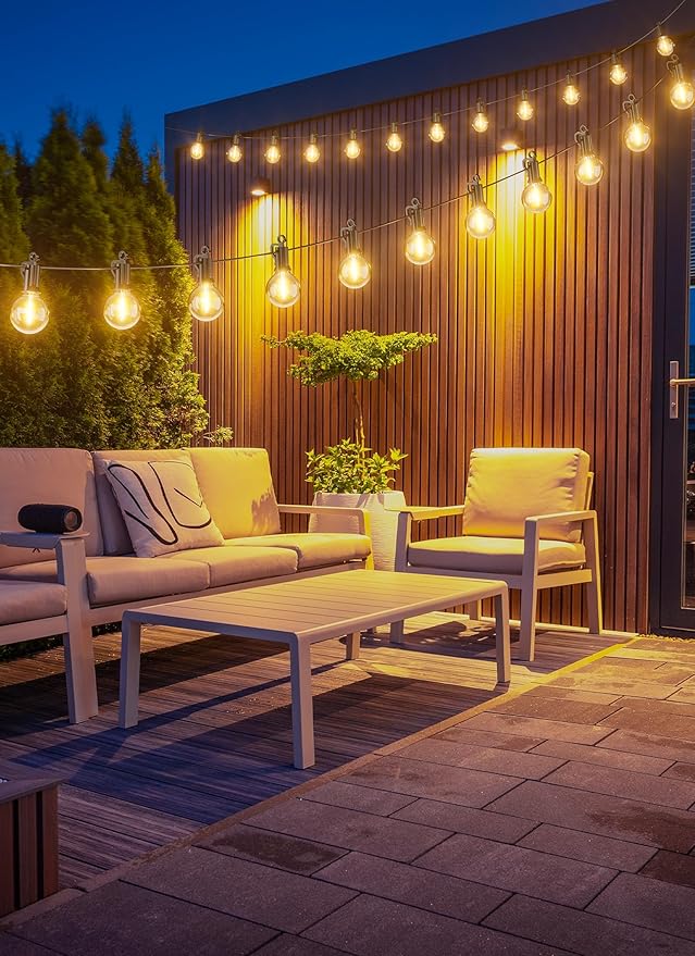 String Lights 69 Ft Outdoor G40 Warm White LED Globe Bulbs