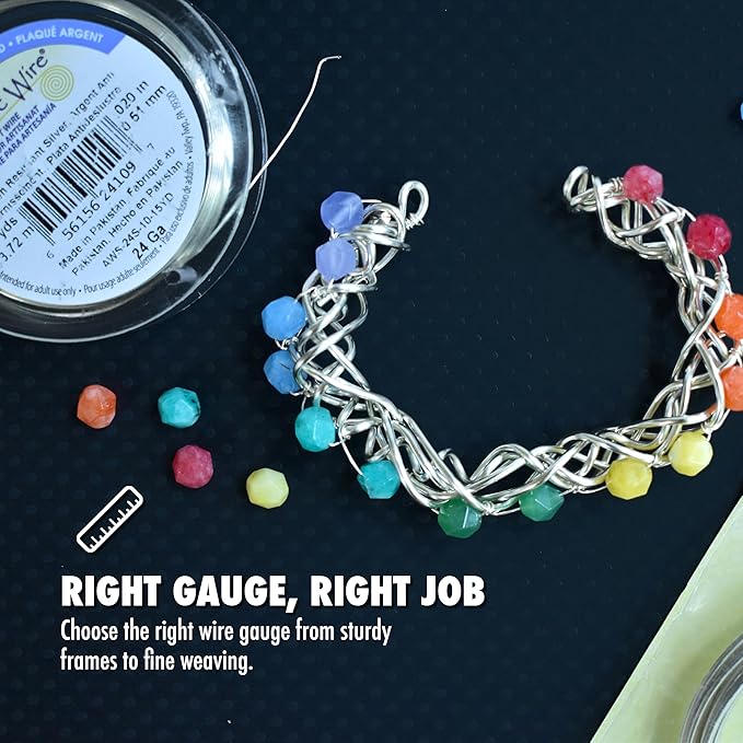 Artistic Wire, 20 Gauge Silver Plated Tarnish Resistant Colored Copper Craft Wire, Lemon Meringue, 25 ft