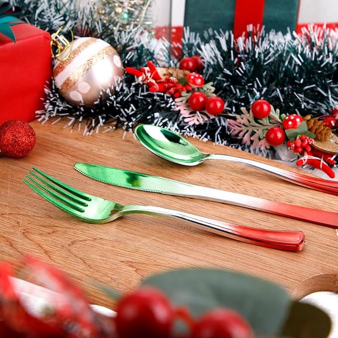 Plastic Forks Christmas Party Cutlery Set, 120 Count, Heavy Duty