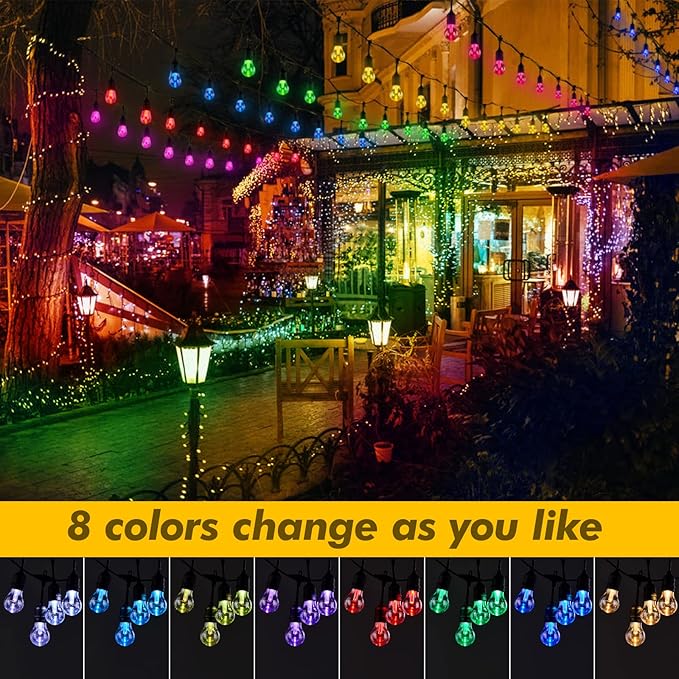 String Lights: 35 FT Solar Outdoor LED Patio Lights, 8 Colors