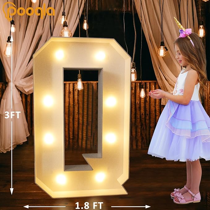 Light Up Marquee Letter Decorations, 3 Ft Foam, Warm and Cool White LEDs