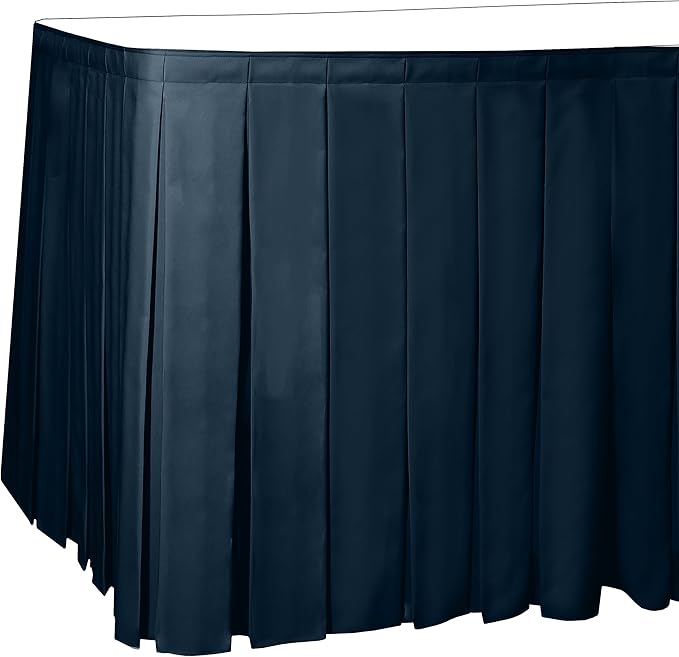 Ultimate Textile Pleat Polyester Fabric Table Skirt - Machine Washable Flame Resistant with Clips for Events, Weddings & Trade Shows, Cut & Sewn in Paterson, NJ - Wedgewood, 17' Box Pleat