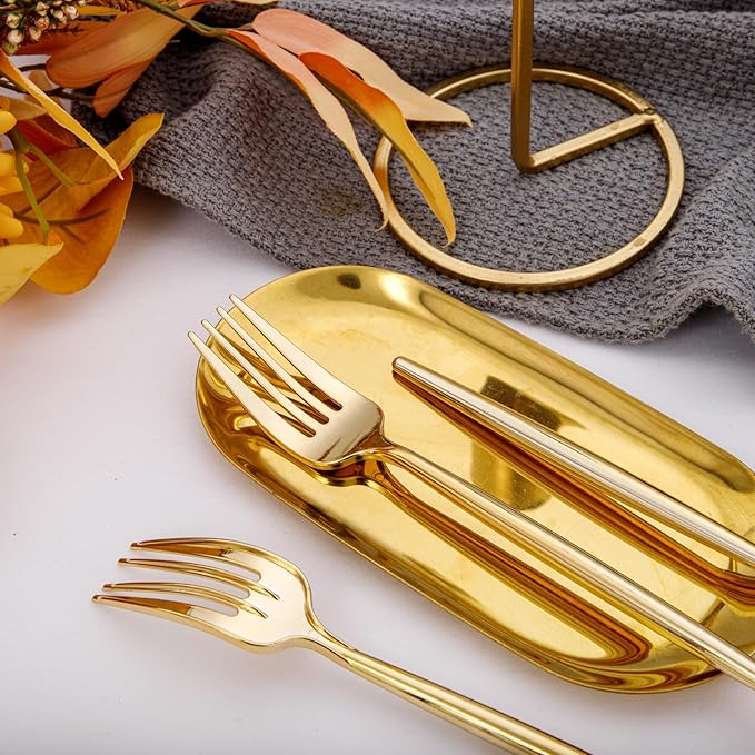 Forks, 90 Count Gold Plastic Disposable Party Set, Polished Finish
