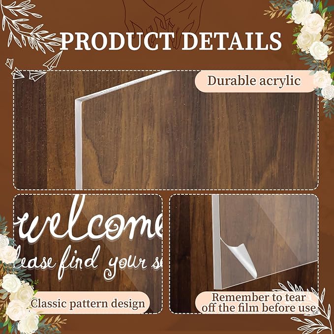 24x18 Inch Wedding Seating Chart Board Display with 15 Rose Wax Seal Stickers for Reception | Acrylic Welcome Please Find Your Seat Table Seating Chart Board Wedding Sign Display Decor