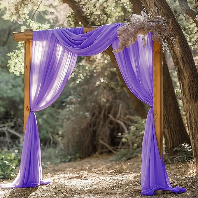 Wokceer Wedding Arch Draping Fabric 6 Panels 28.7" x 20FT Lavender Purple Sheer Fabric Backdrop Arch Draping Fabric for Wedding Ceremony Birthday Party Bridal Shower Decoration