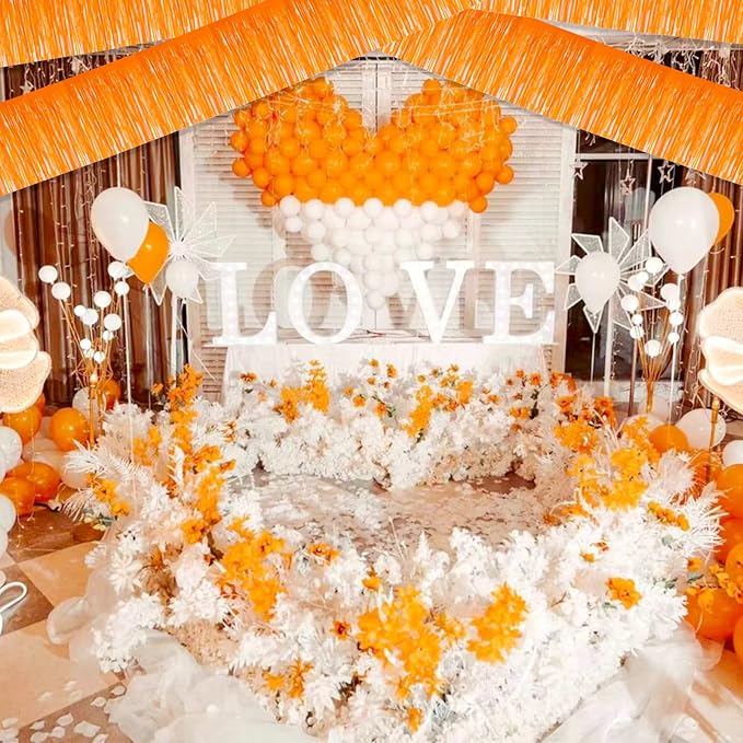 6 Pack 10 Feet Foil Fringe Garland Metallic Tinsel Streamers Banner Wall Hanging Backdrop Banner for Parade Floats, Thanksgiving, Christmas, Birthday, Halloween Party Decorations(Macaron Orange)