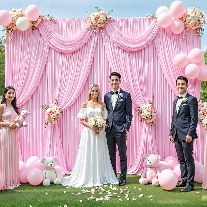 Backdrop Curtain Set, Light Pink, 10 Panels 5 ft x 12 ft