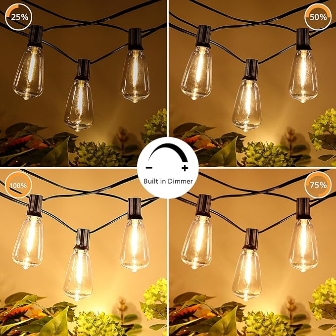 String Lights, 150 Ft Outdoor LED with Dimmable Remote and 3 Color Temps