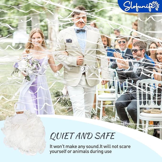 No Mess Streamers 100pack, White Confetti Poppers,Hand Throw Party Poppers No Mess for Birthday, Graduation, Wedding Send Off, Engagement Party Favors（White 100Pack）