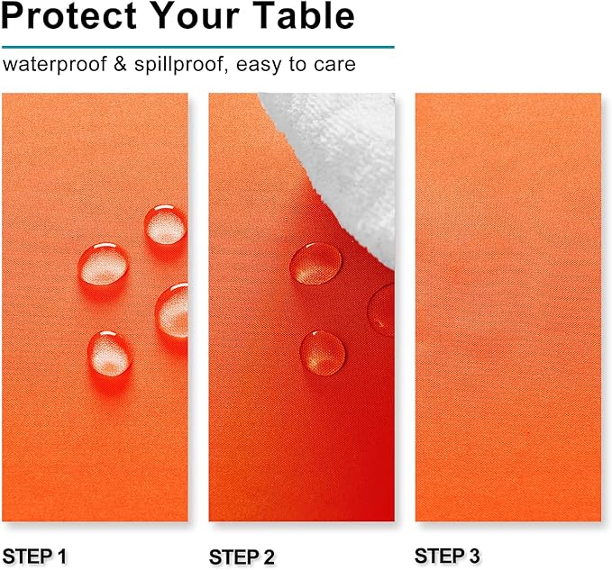 Hiasan 2 Pieces Pumpkin Orange Square Tablecloth - Waterproof and Spillproof Restaurant Washable Polyester Table Cloth for Dining Room, 60 x 60 Inch