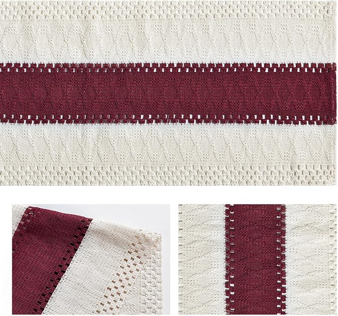 Artoid Mode Red Farmhouse Rustic Table Runner, Seasonal Holiday Hollow Kitchen Dining Table Decoration for Home Party Decor 12x36 Inch