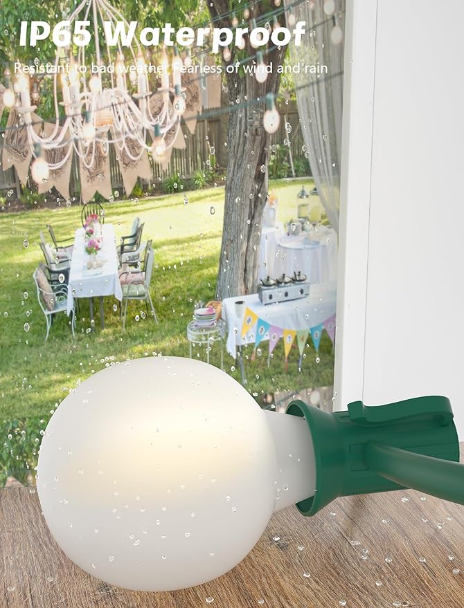 String Lights: 25 Ft G40 Globe, 27 Frosted White LED Bulbs