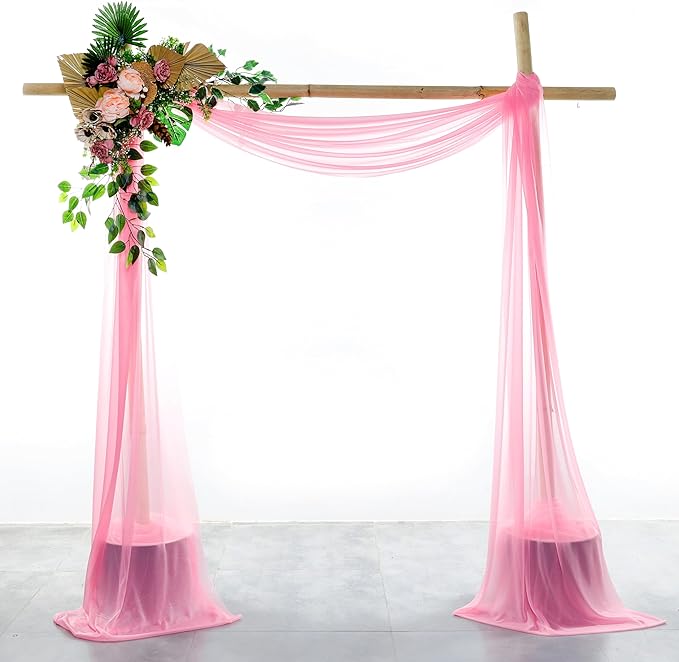 Backdrop Fabric Panel, Coral Sheer Chiffon, 30 In x 40 Ft