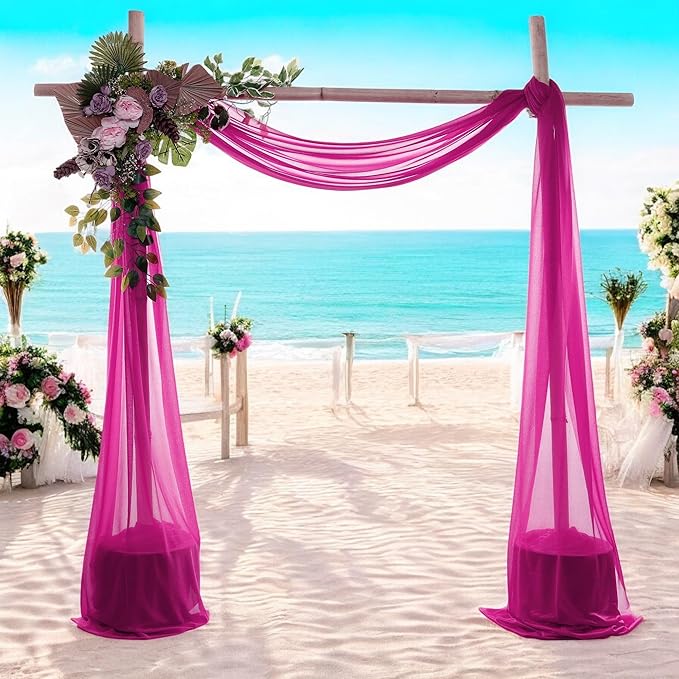 MDS Halloween Chiffon Draping Fabric - 1 Panel, 30" Wide x 30ft Long - Sheer Spooky Arbor & Canopy Drapery for Haunted House Backdrops, Party Ceilings, DIY Costumes & Themed Events - Magenta