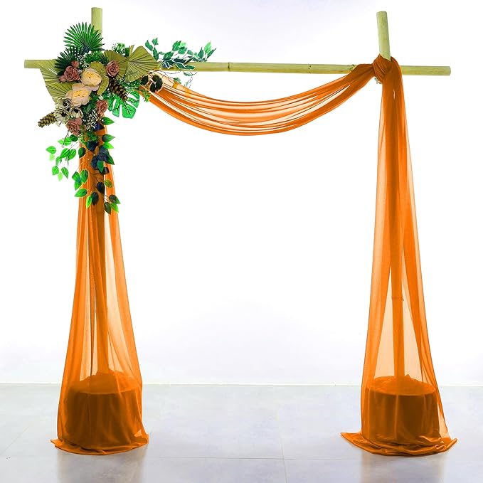 Backdrop Fabric Panel, Orange Sheer Chiffon, 30 in x 50 ft