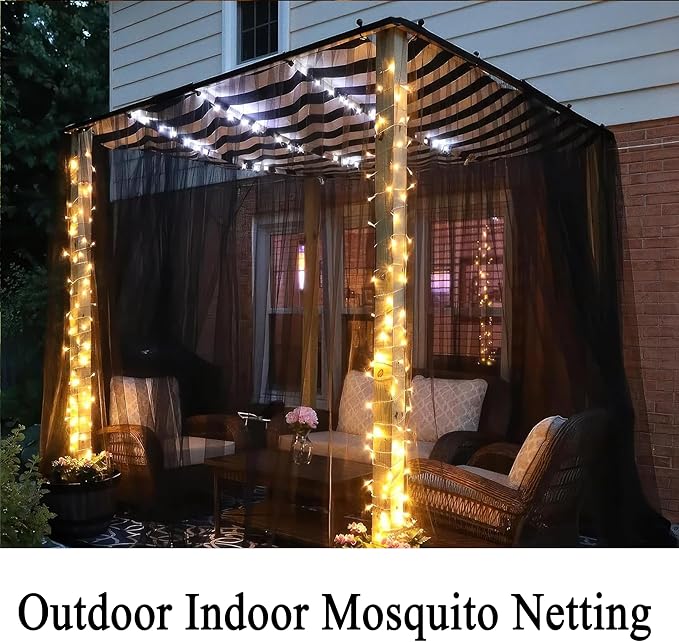 Outdoor Curtains, Black Mesh Panels, Waterproof, 2 Pack