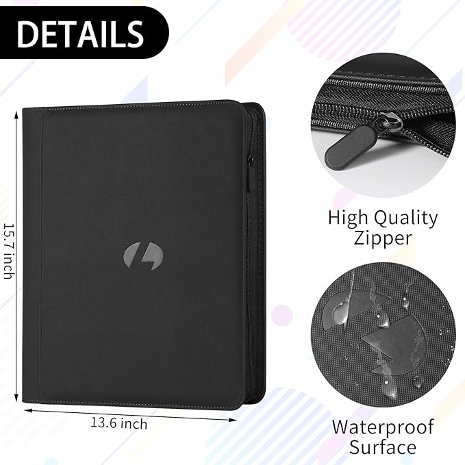 Toploader Binder,Holds 288 Toploaders,9 Pocket Double-Sided Top Loader Binders with Sleeves for 3 x 4'' Toploaders, Card Holder for Trading Cards or Sports Cards (Black)