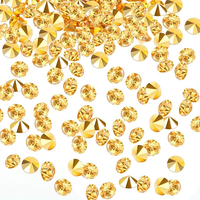 10000 Clear Wedding Table Scatter Confetti Crystals Acrylic Diamonds Rhinestones for Table Centerpiece Decorations Wedding Decorations Bridal Shower Decorations Vase Beads (Gold, 4 MM)