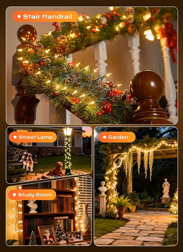 Minetom LED Clear Christmas String Lights, 50 Count 16 Feet LED Christmas Lights Bulb, Christmas Decorations Indoor, White Christma Tree Lights for Indoor Outdoor Xmas Wedding Party Festival