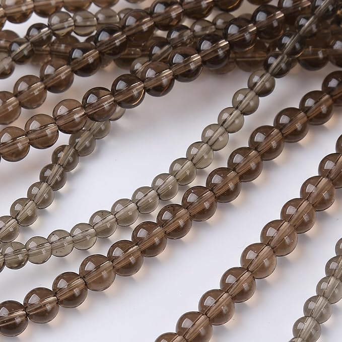 Tawny Glass Stone Beads Gemstone Round Crystal Energy Jade Beads Stone Beads for Jewelry Making DIY Bracelet Necklace Jewelry Making 1 Strand 15.5inch 66PCS 6MM