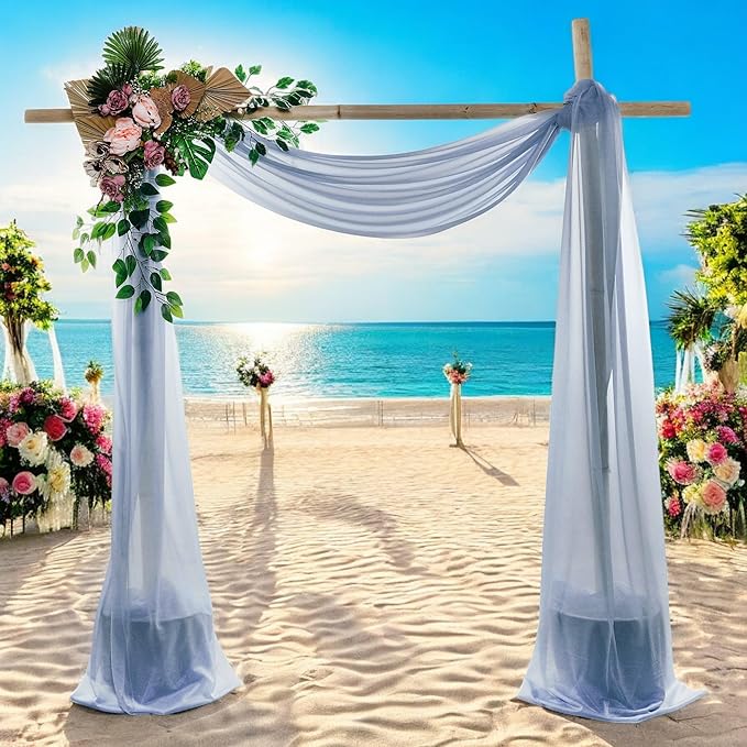 MDS Halloween Chiffon Draping Fabric - 2 Panel, 30" Wide x 30ft Long - Sheer Spooky Arbor & Canopy Drapery for Haunted House Backdrops, Party Ceilings, DIY Costumes & Themed Events - Dusty Blue