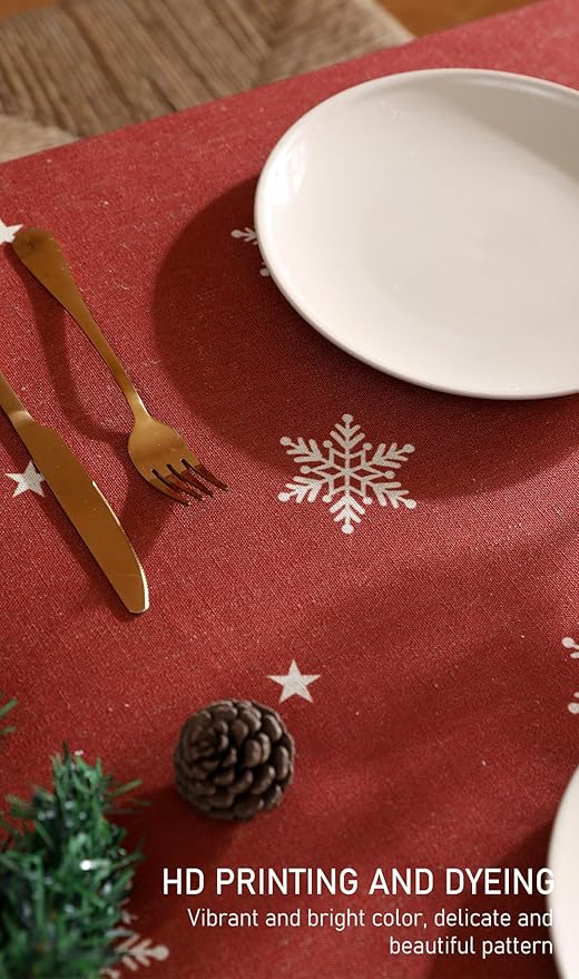 Square Tablecloth 67 x 67 Inch Linen Polyester Blend
