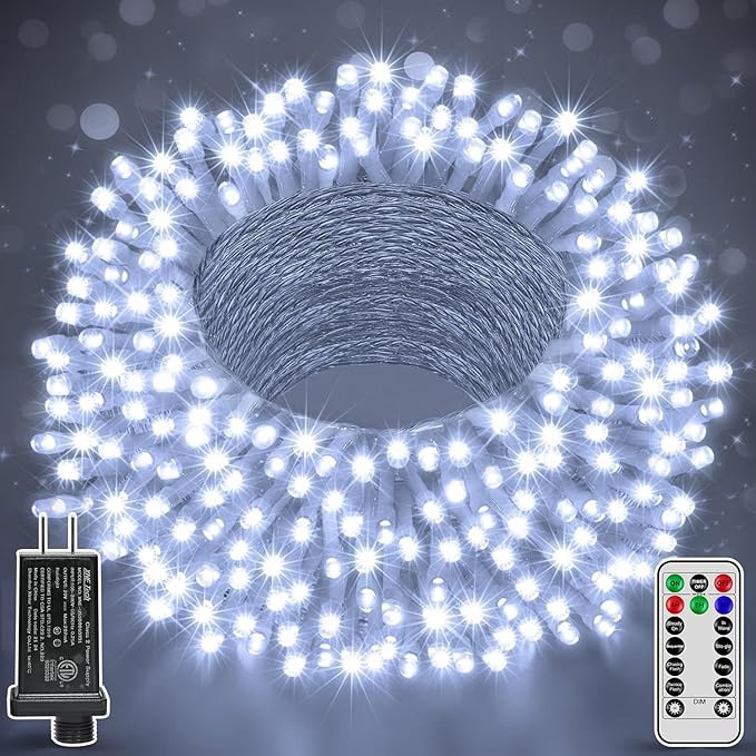 String Lights 196 ft with 600 LEDs, 8 Modes and Remote Timer