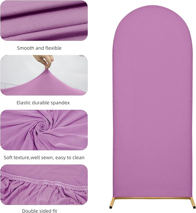 Wedding Arch Cover 7.2FT Arch Backdrop Cover Spandex Fitted Arch Cover for Round Top Chiara Backdrop Stand Covers for Wedding Birthday Party Baby Shower Banquet Ceremony Decoration, lilac