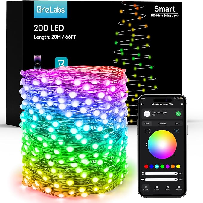 Indoor String Lights, 200 LED Fairy Lights, 16 Million Colors, 66 Feet