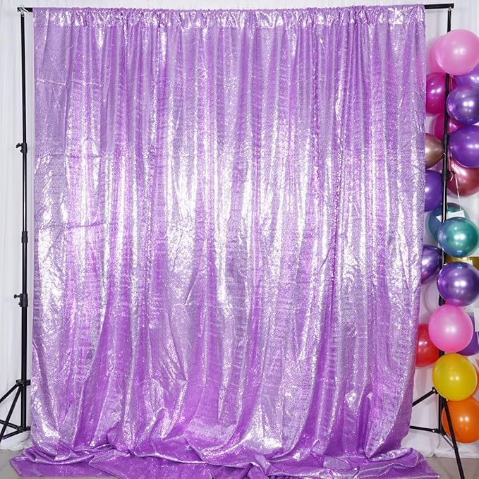 Poise3EHome 10Ft x 10Ft Lavender Sequin Backdrop, Glitter Thick Satin Sequin Background Drapes, Sparkly Opaque Photography Curtain Backdrop for Wedding Party Holiday Festival Decor