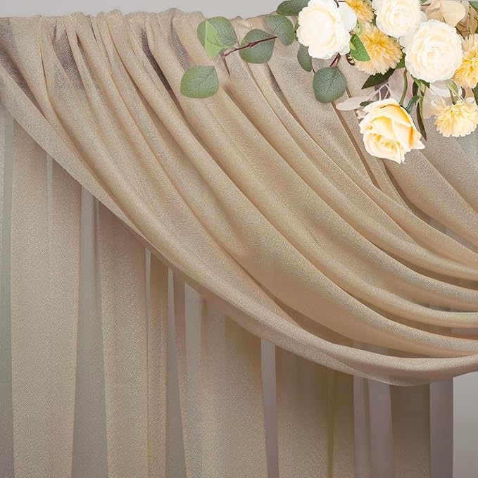 Wokceer Wedding Arch Draping Fabric Nude 3 Panels 28.7" x 20FT Sheer Drapes Backdrop Arch Draping Fabric for Wedding Ceremony Birthday Party Bridal Shower Decoration