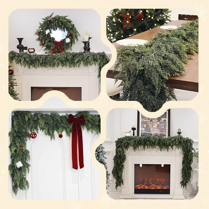 Garland Artificial Cedar, 2 Pieces 6 Ft Green PE Christmas Decor