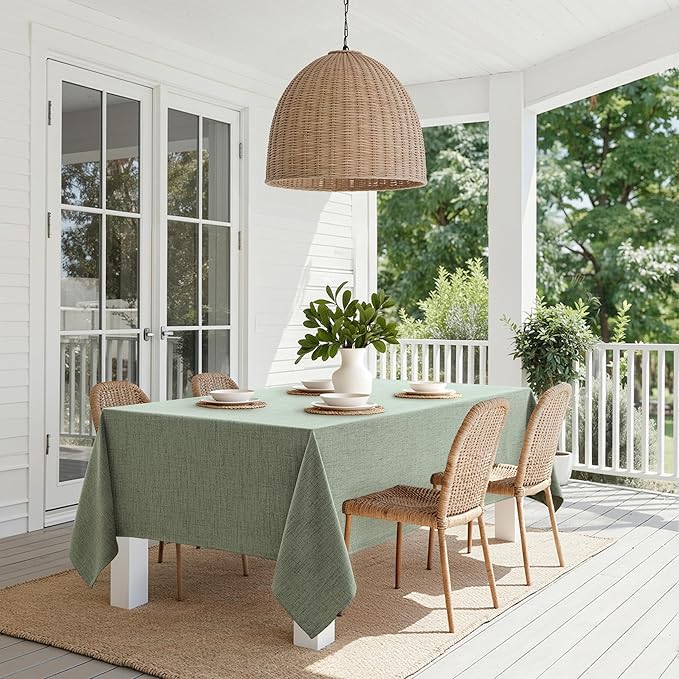 MIULEE Sage Green Linen Tablecloth 60x104 Inch Rectangle Table Cloth Waterproof,Stain Resistant & Wrinkle Resistant for Dining Party Wedding