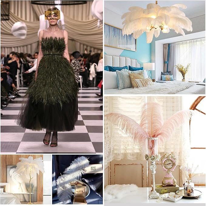 THARAHT Orange Ostrich Feathers 12pcs Large Natural Bulk 14-16Inch 35cm-40cm for Wedding Party Centerpieces Halloween and Home Decoration Feathers