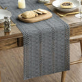 Artoid Mode Dark Grey Farmhouse Woven Rustic Hollow Table Runner, Seasonal Holiday Hollow Kitchen Dining Table Decoration for Home Party Decor 12x60 Inch
