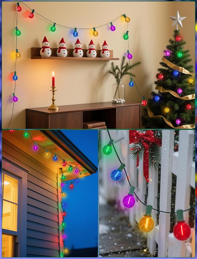 String Lights: 25 ft Multicolor G40 Globe LED, Shatterproof Outdoor
