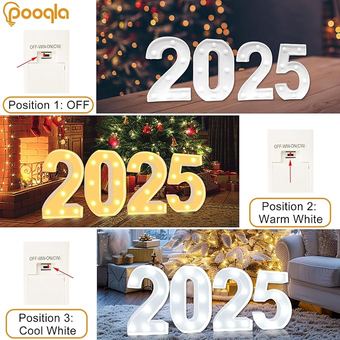 Pooqla 80th Birthday Decoration for Woman Man, Decorative LED Light Up Numbers, Marquee Numbers 80 Sign for Party Backdrop 80th Wedding Anniversary Decor, Warm White and Cool White Number 80