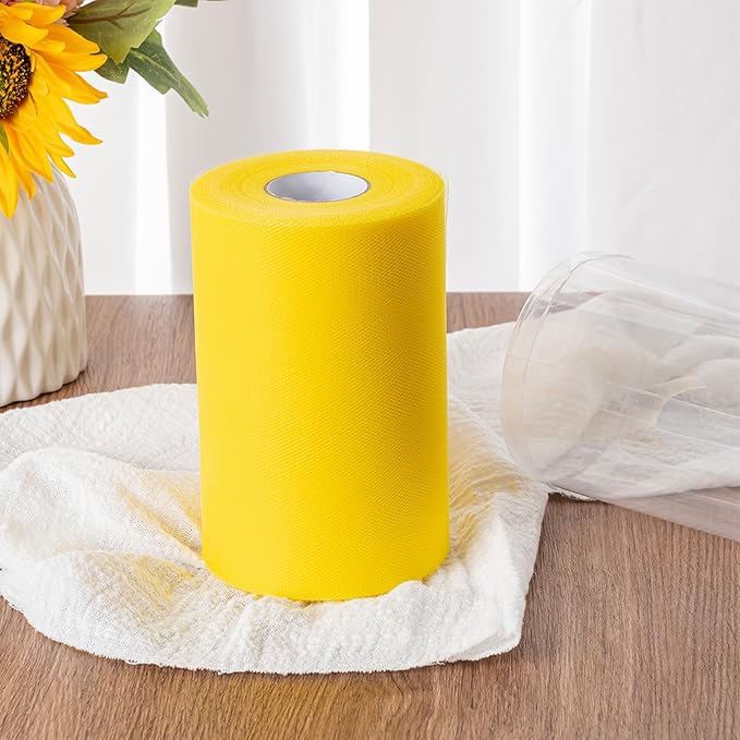 Peachy Tulle Fabric Rolls 6 Inch by 100 Yards (300 feet) Tulle Roll Spool Fabric for DIY Tutu Skirt Baby Shower Birthday Party Wedding Decorations Christmas Craft Supplies (Peachy)