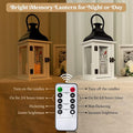 Decorative Candle Lantern, Wood and Glass, Remote Control, 14 Inch