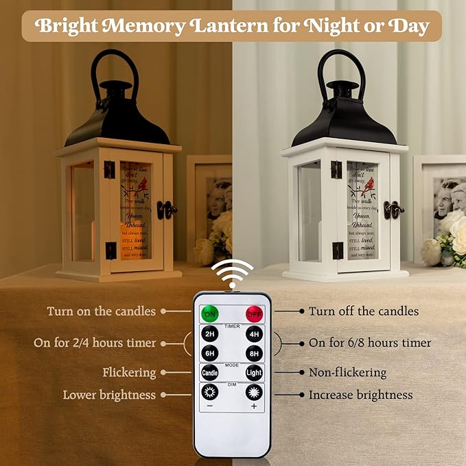 Decorative Candle Lantern, Wood and Glass, Remote Control, 14 Inch